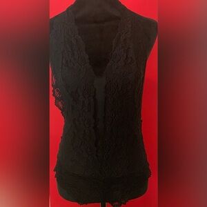 Frederick’s of Hollywood Black Lace Halter Bodysuit – Size M